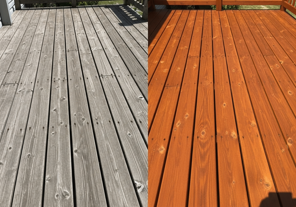 Faded and gray wood are key deck refinishing signs Walnut Creek CA.