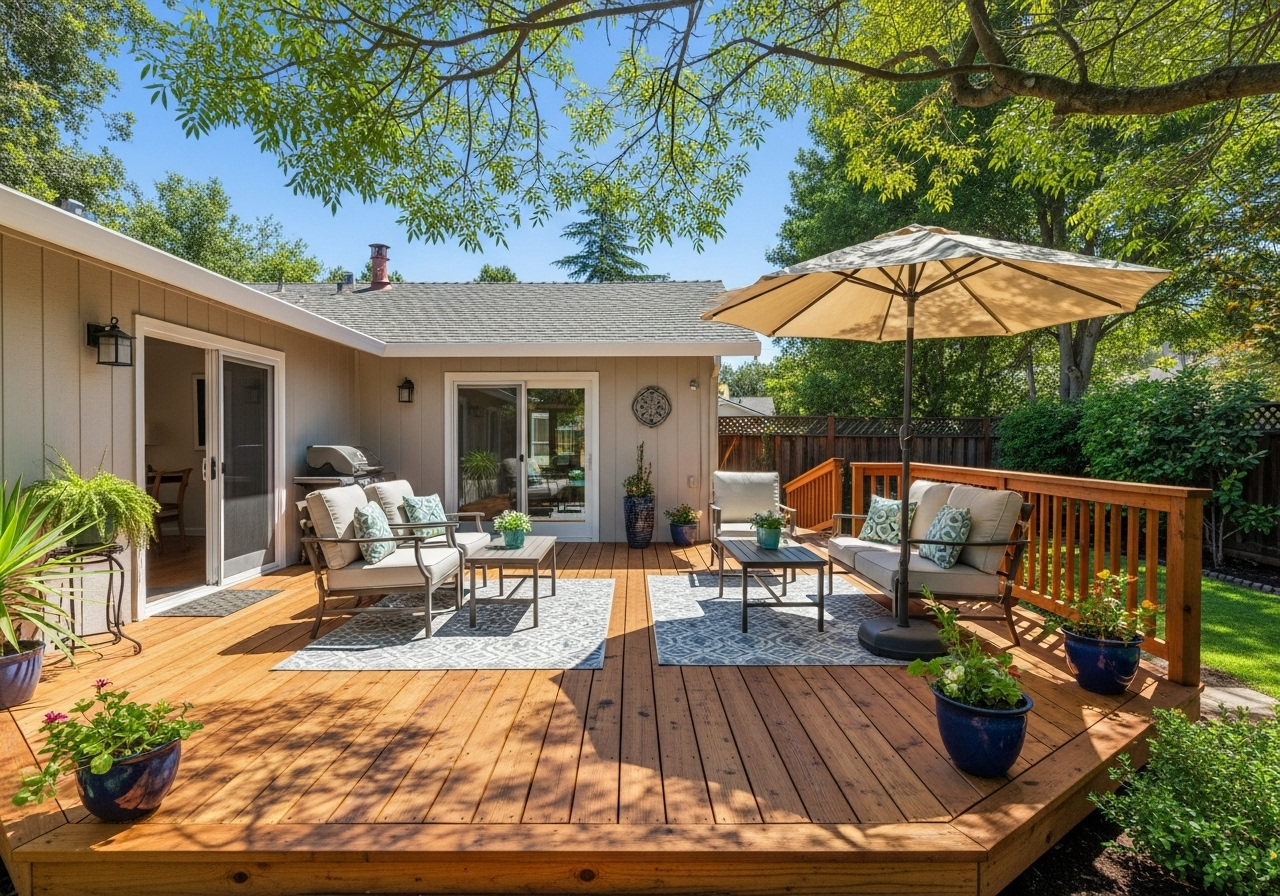 Expert deck refinishing signs Walnut Creek CA addressed by Raxe Construction, restoring deck beauty.